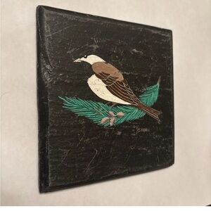 Vintage Painted Bird Slate Tile Trivet By C. Horn